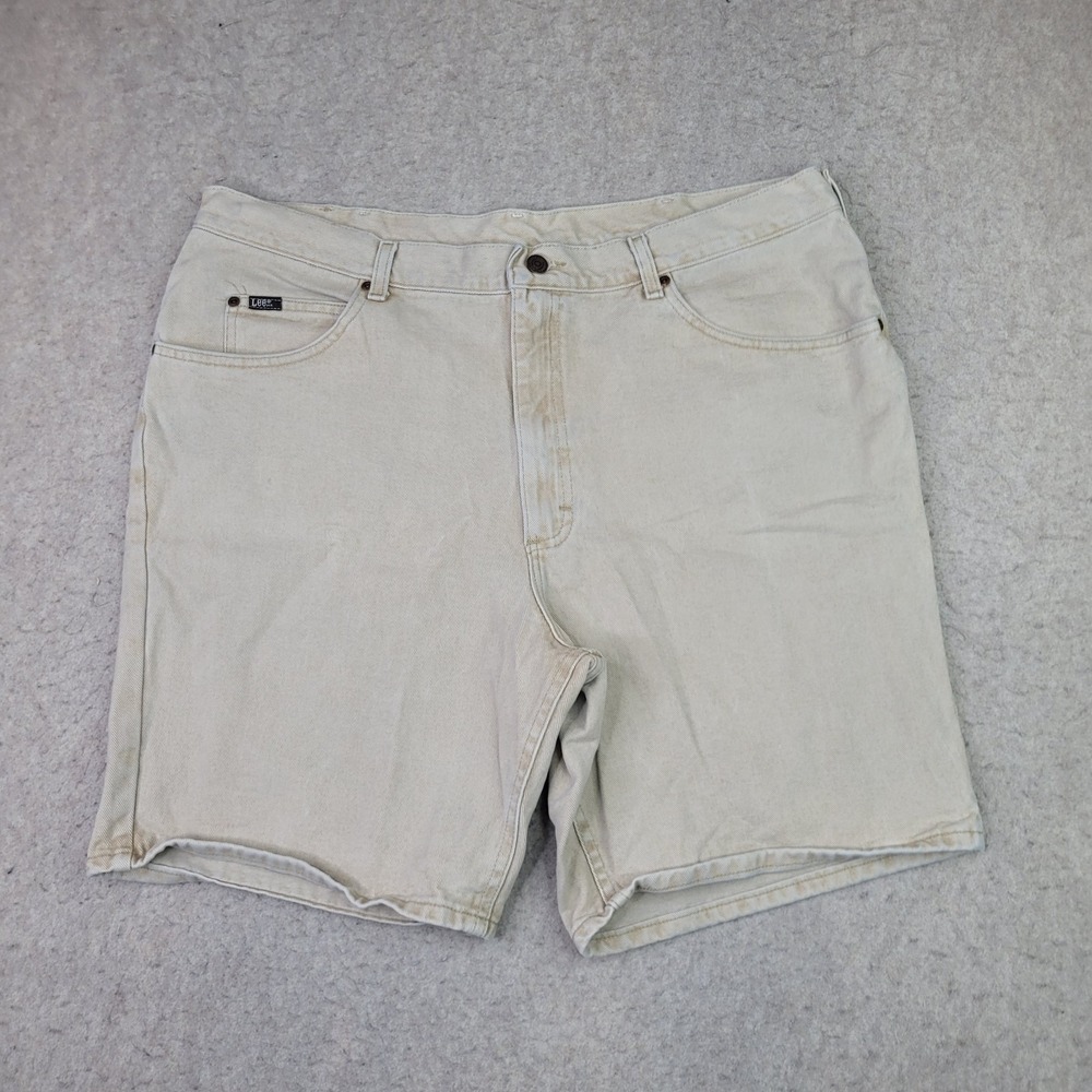 Vintage LEE Denim Shorts Mens 42 Tan Khaki Chino 8" Inseam Workwear